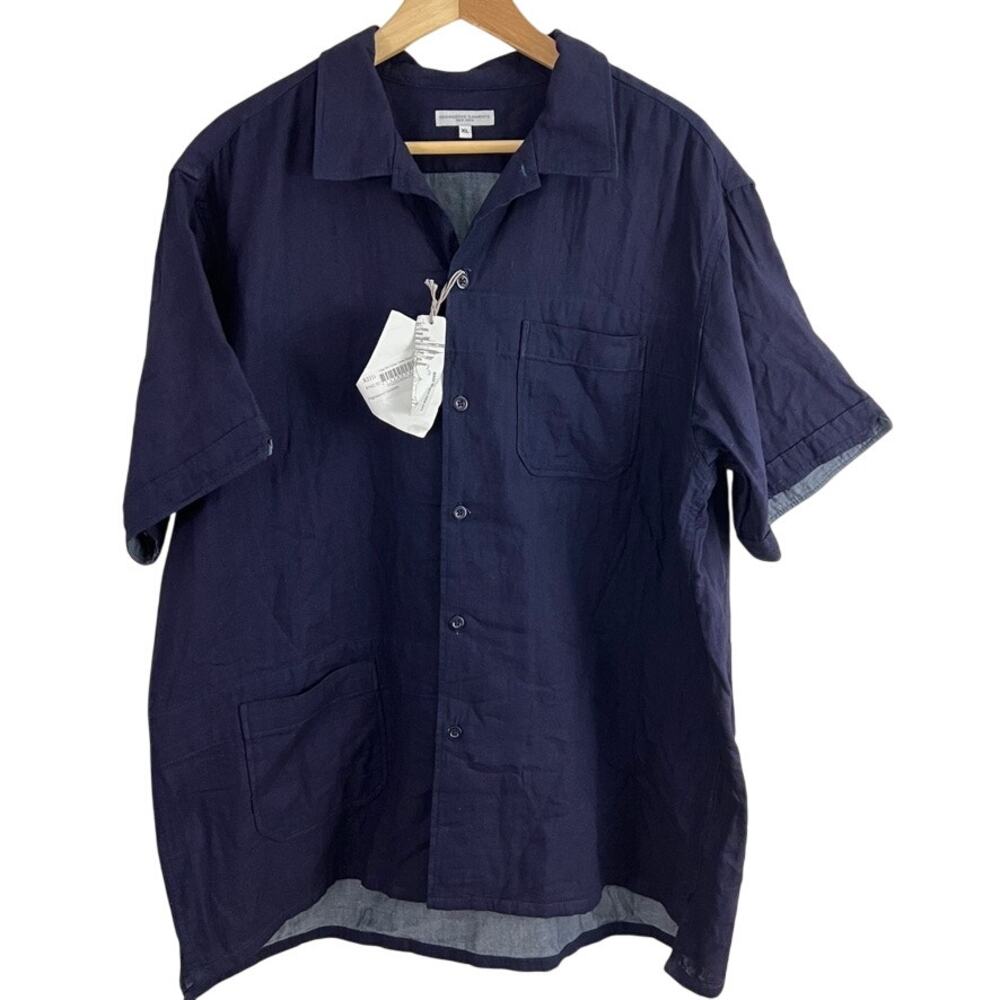Engineered Garments Camp Shirt Indigo Cotton Gauze Men Size XL NEW